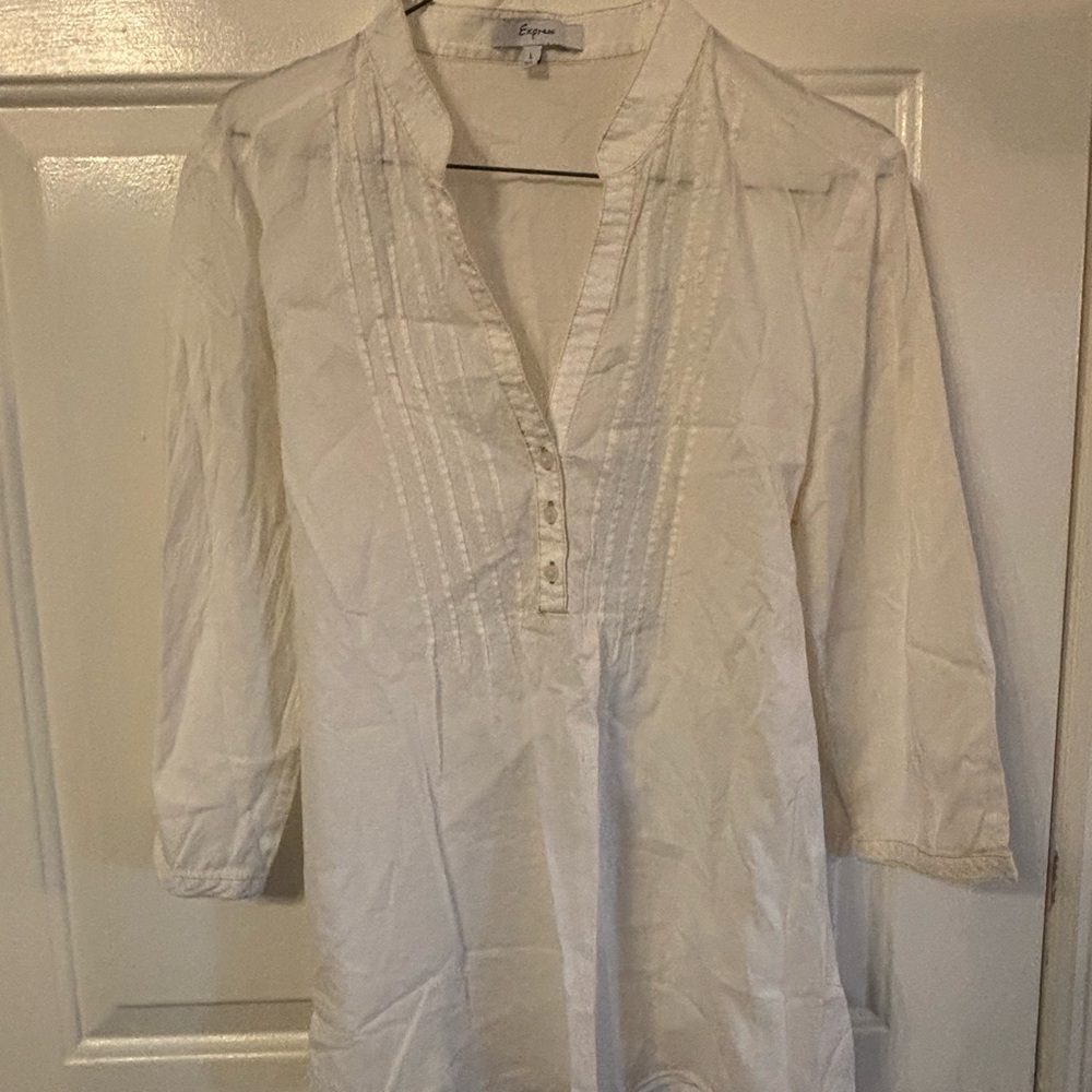 Express Cream Button-Front Tunic
